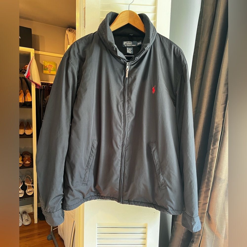 Ralph Lauren Men's Black Red Pony Fleece Lined Jacket